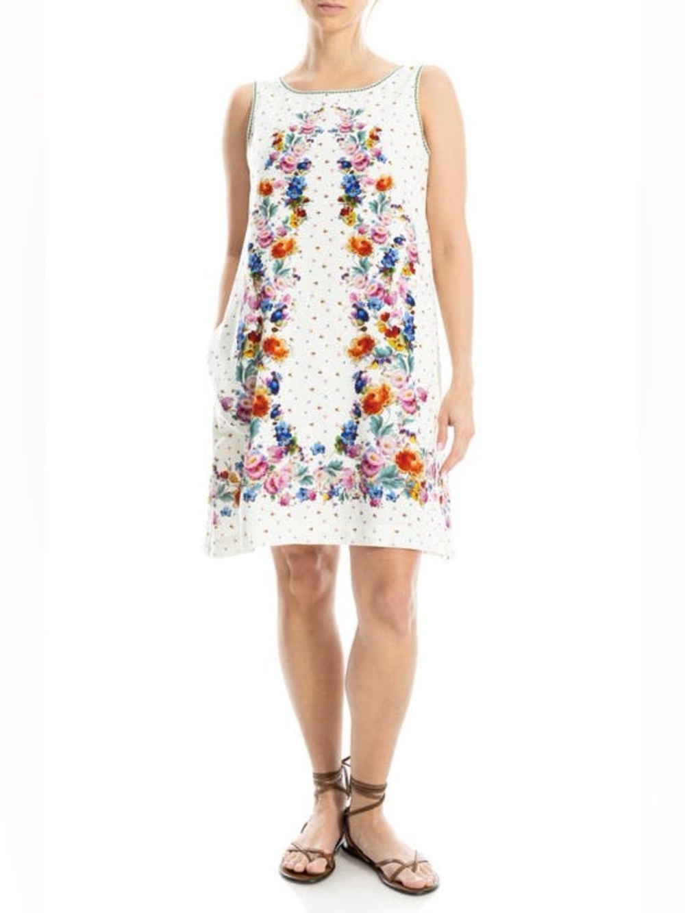 Max Studio White Sleeveless Floral Shift Dress
